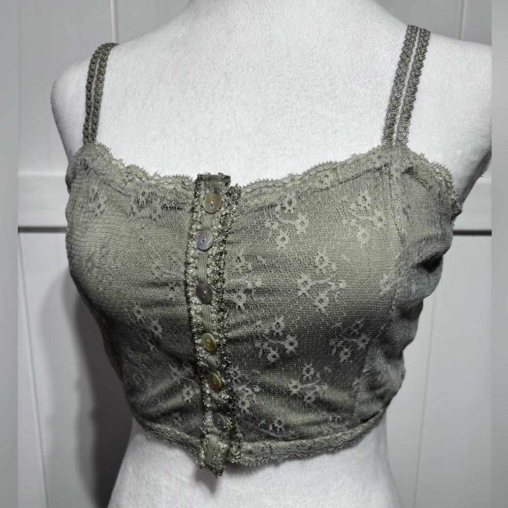 New POL lace green/grey bralette/crop top